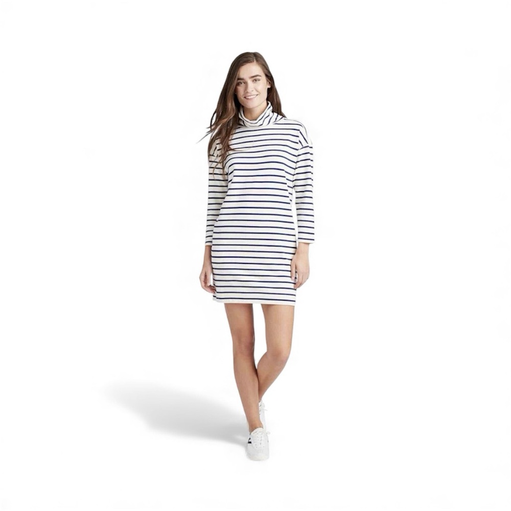 Vineyard Vines – Women’s Navy & White Striped Funnel Neck Dress – Size S NWOT